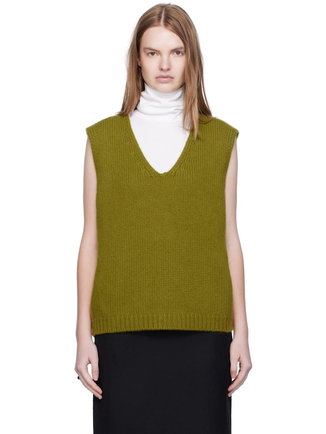 Green Cashmere Knit Vest - 1