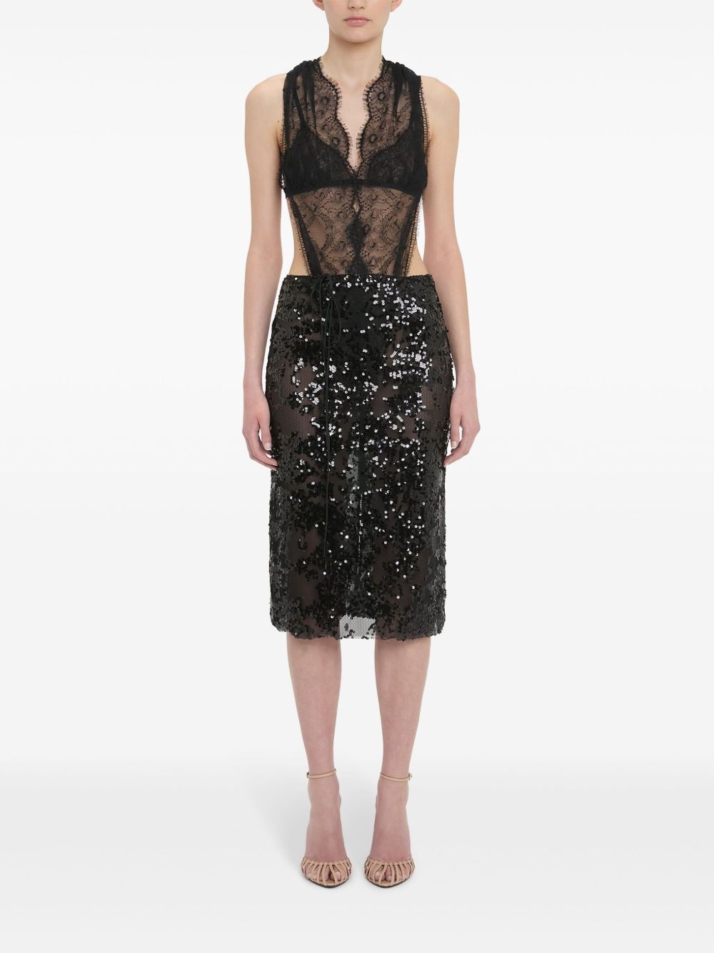 sequin-embellished pencil midi skirt - 2