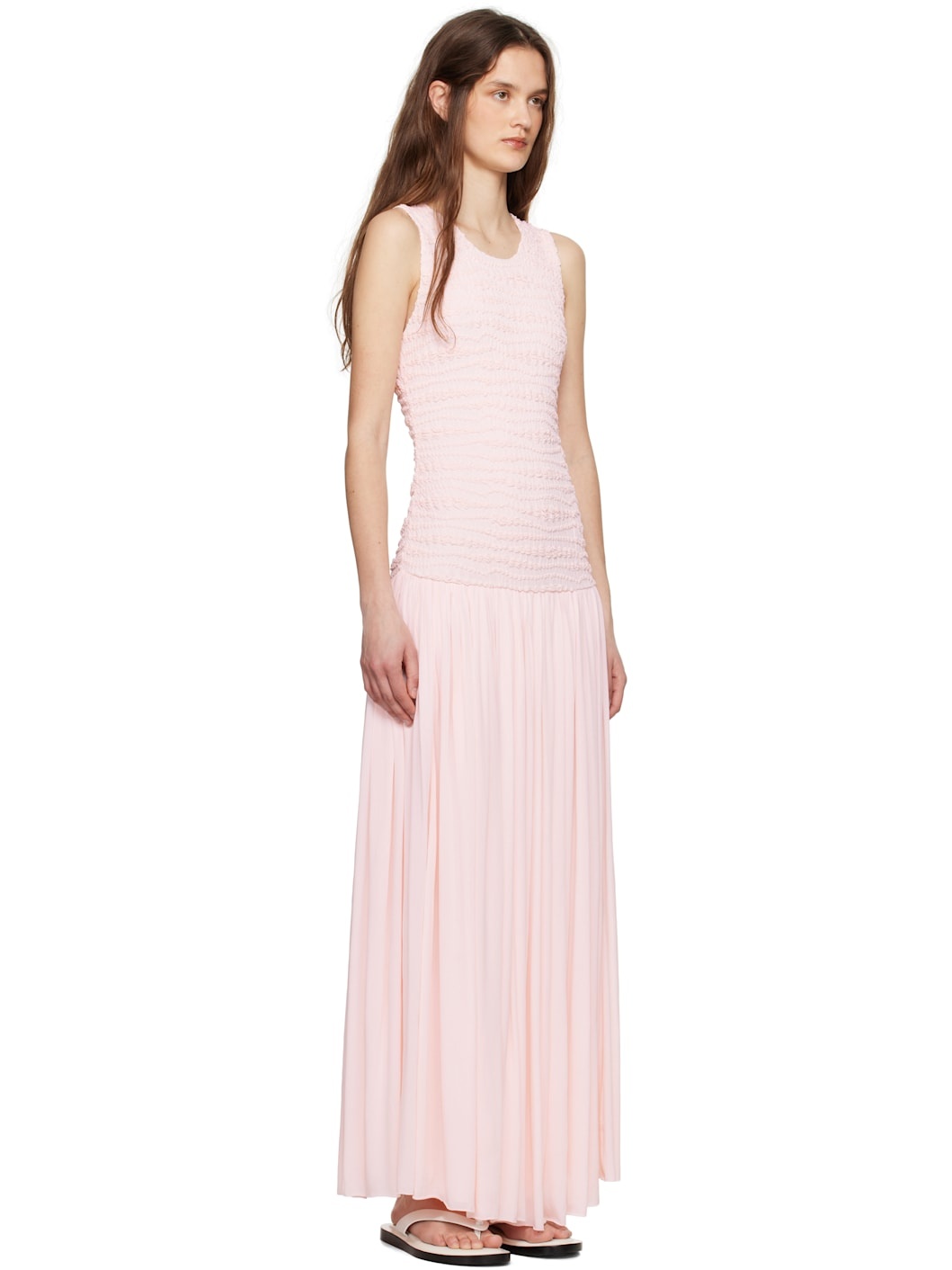 Pink Shirred Maxi Dress - 2