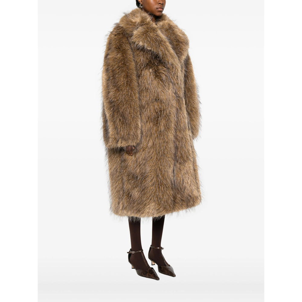 Ganni Neutrals Coats - Faux Fur Coats Women - 3