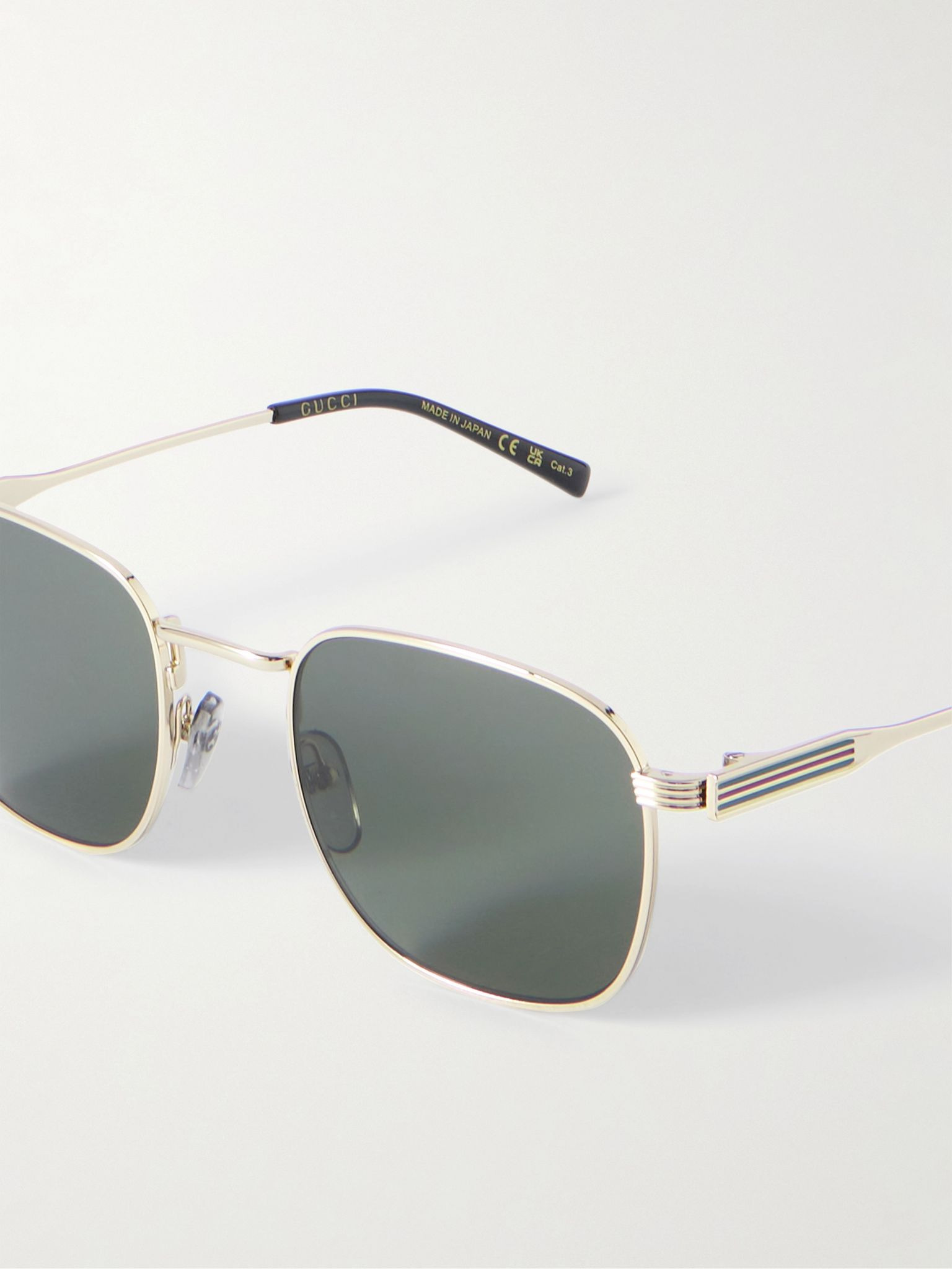 Square-frame gold-tone and enamel sunglasses Gold - 4