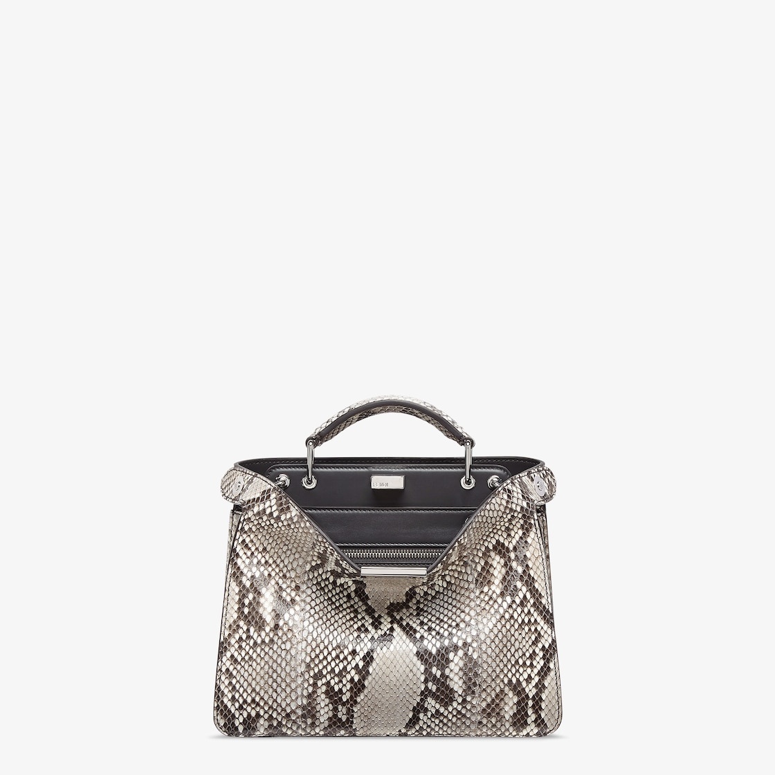 Small Peekaboo ISeeU bag made of luxury rock-colored python leather. Featuring two internal compartm - 1