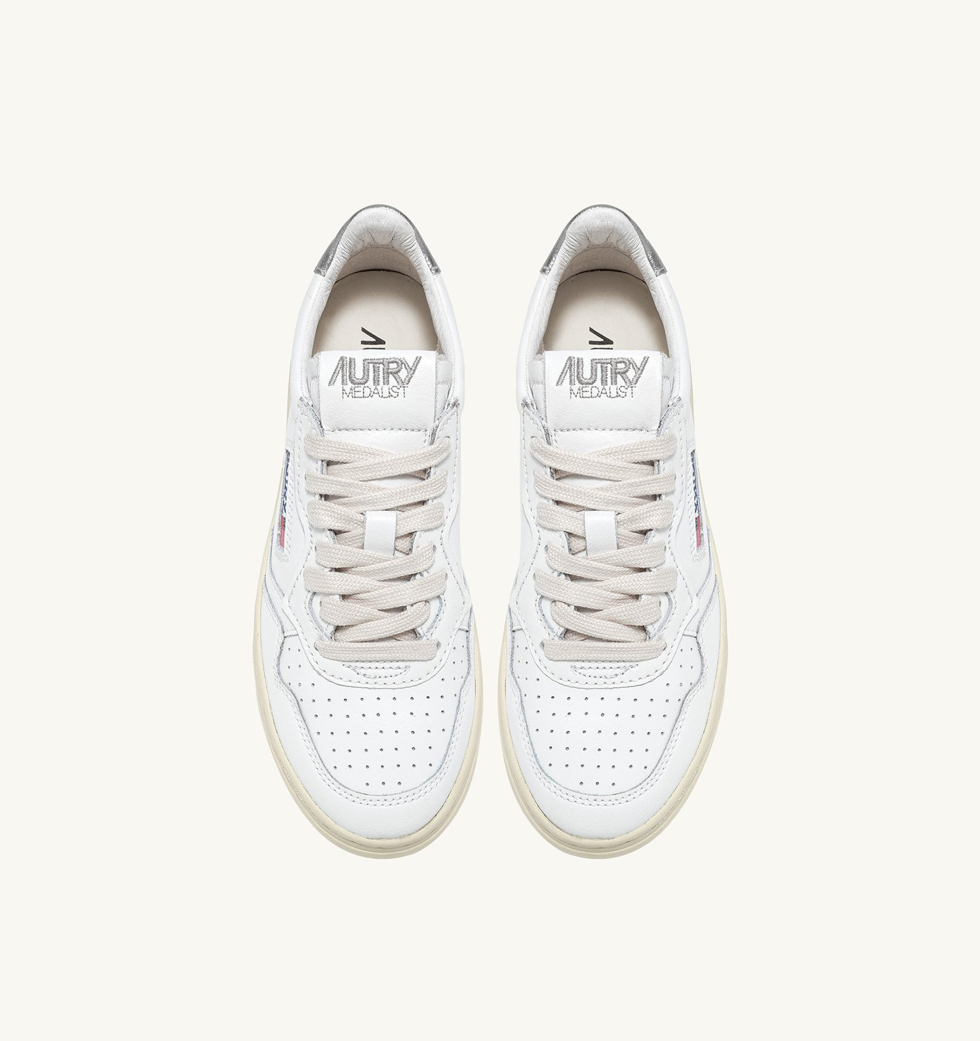 MEDALIST LOW SNEAKERS IN WHITE AND SILVER LEATHER - 5