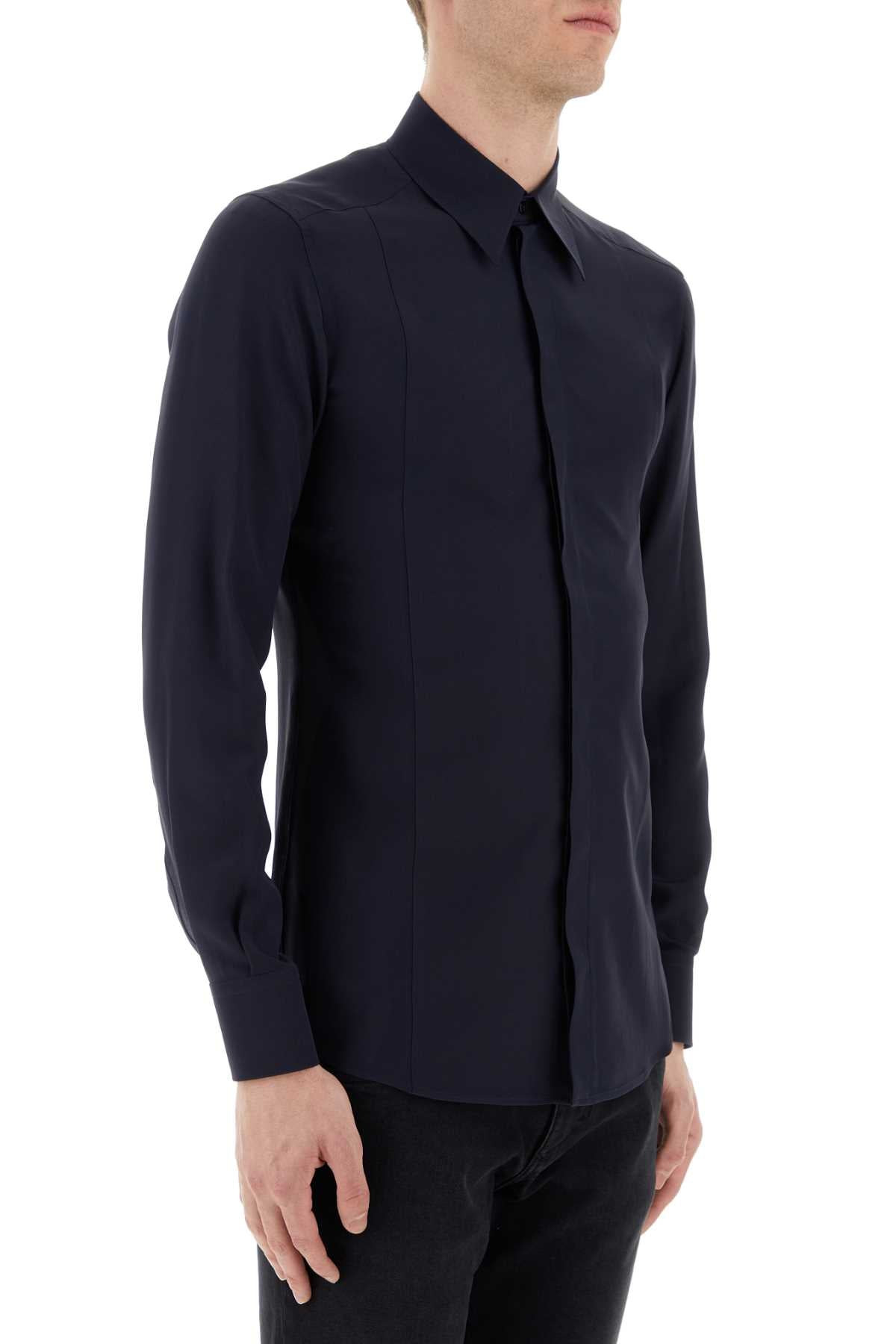 Dolce & Gabbana Men Midnight Blue Crepe Shirt - 3