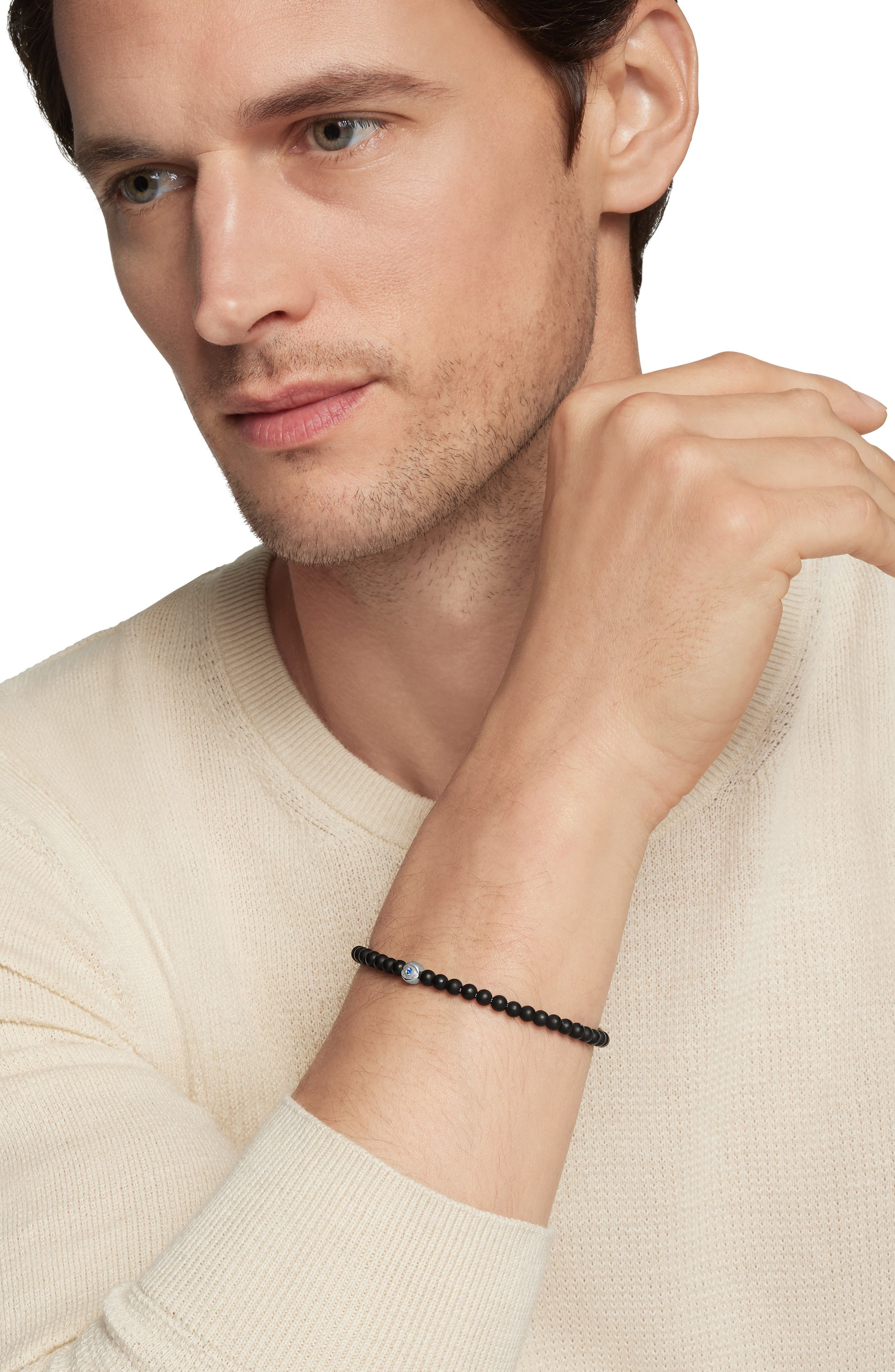 David Yurman Men's Spiritual Beads Evil Eye Bracelet with Black Onyx and Sapphire at Nordstrom - 2