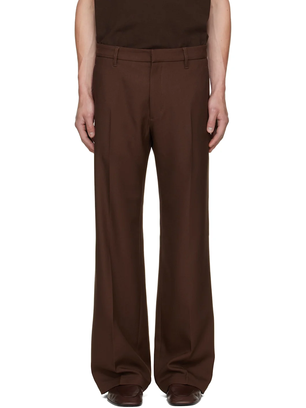 Brown Tailored Bootcut Trousers - 1