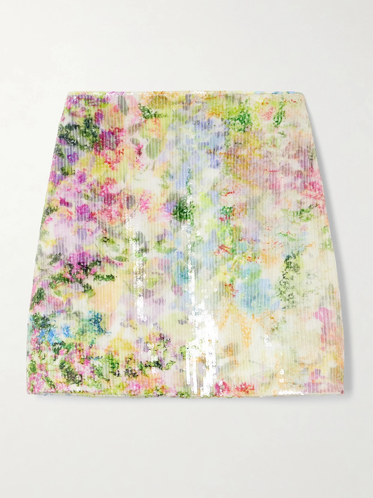 Dahlia Floral-print Sequined Mesh Mini Skirt - 1