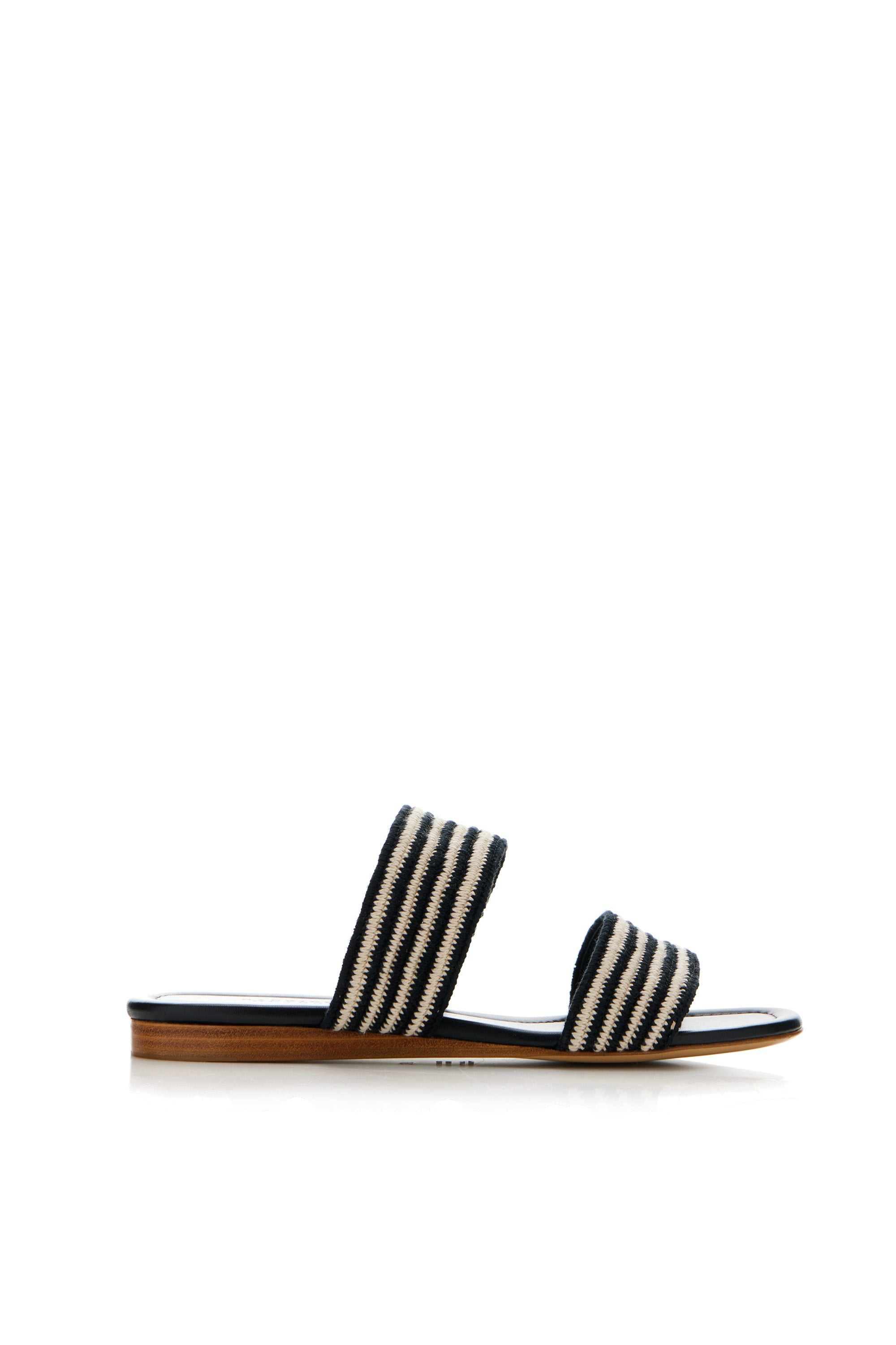 Lora Flat Sandal in Black Multi Leather Crochet - 1