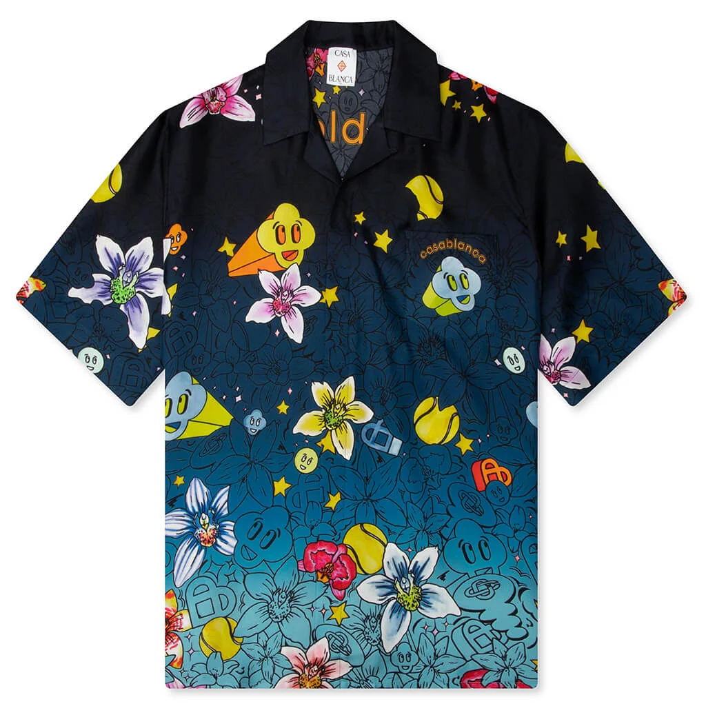 COLLAGE D’ICONES GRAPHIQUES S/S SILK SHIRT - MULTICOLOUR - 1