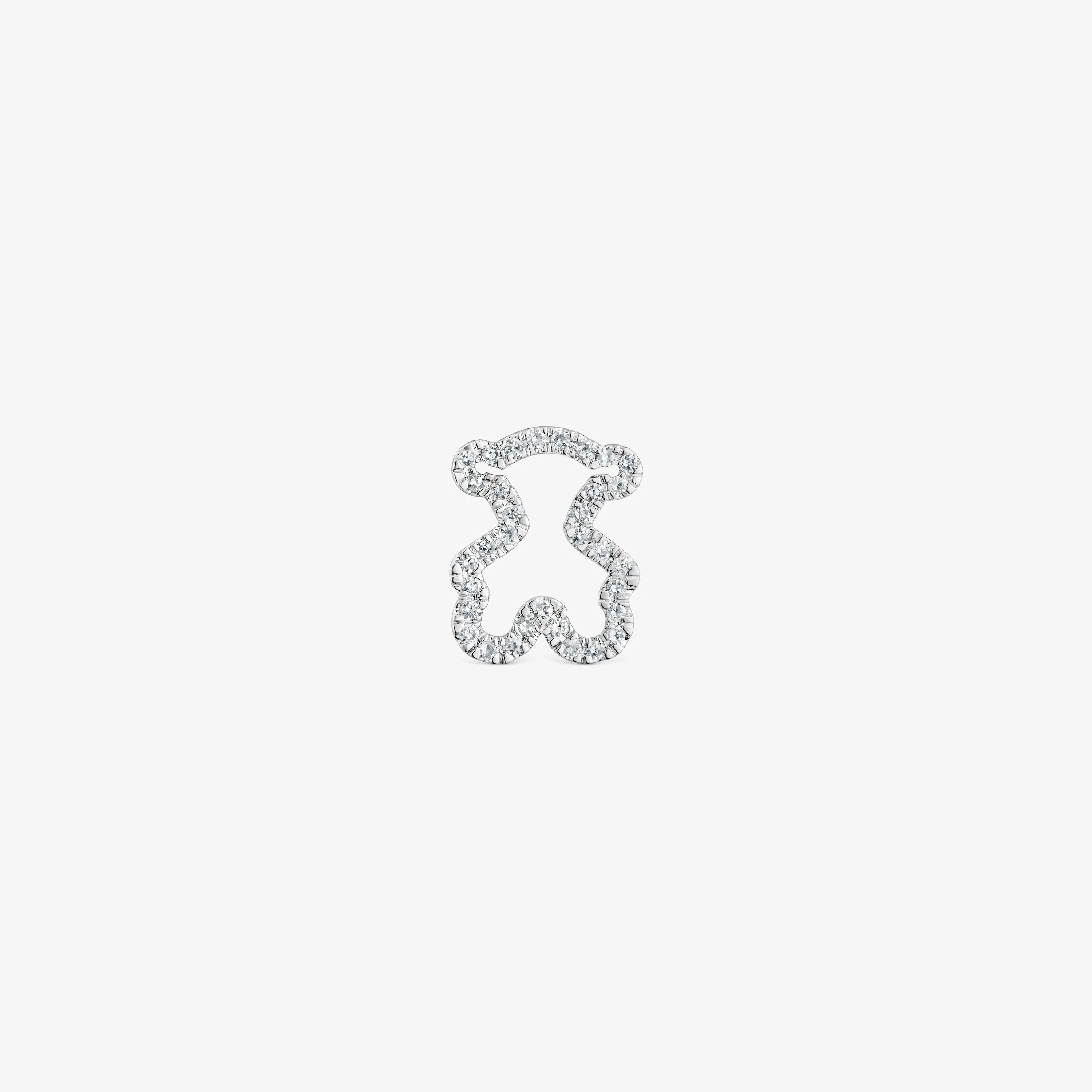 11.5 mm 18K white gold bear pendant with diamonds Icon Gems - 1