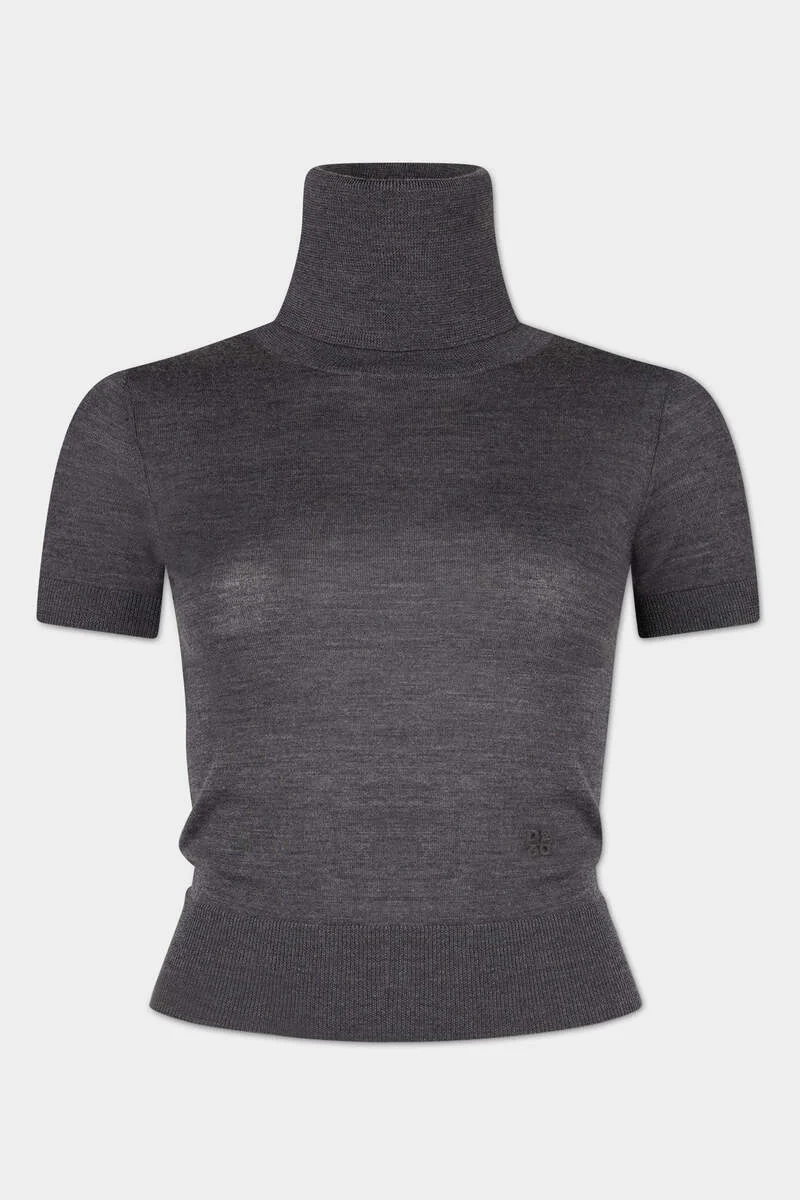 D2 UPSIDE DOWN SHORT SLEEVE TURTLENECK PULLOVER - 1