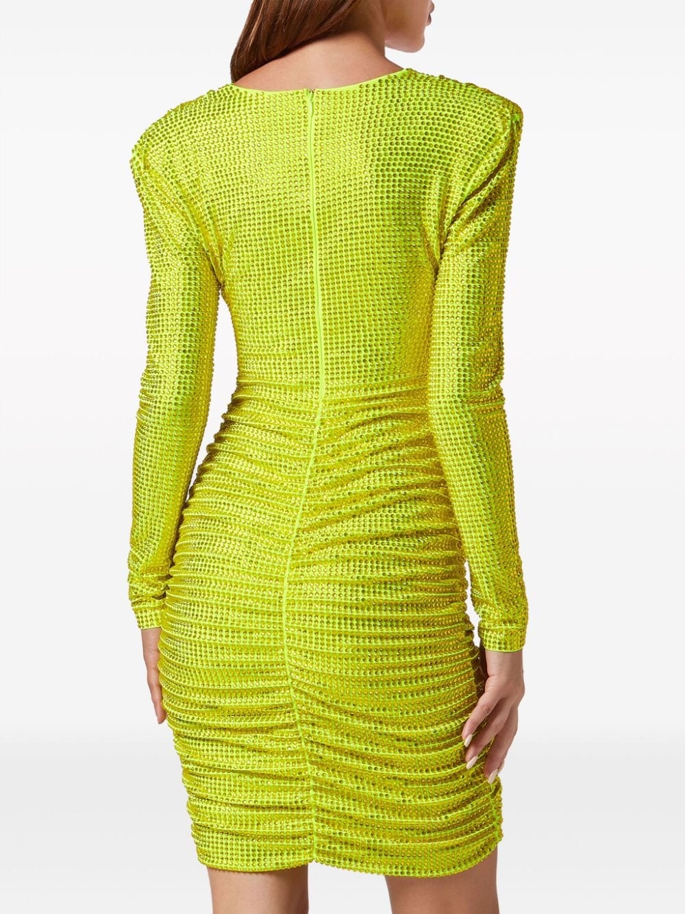 rhinestone-embellished ruched mini dress - 4