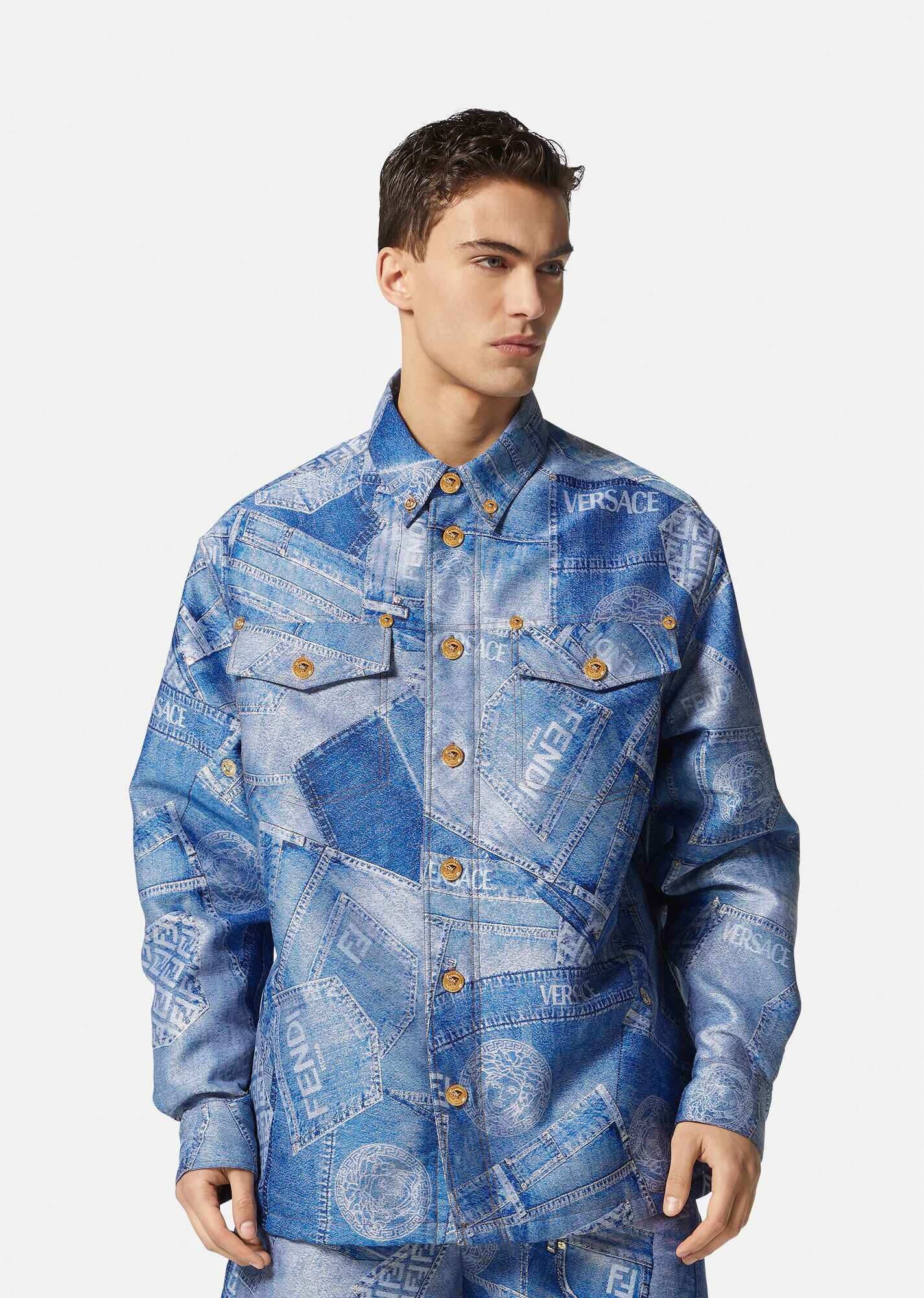 Fendace Denim Patchwork Jacquard Jacket - 3