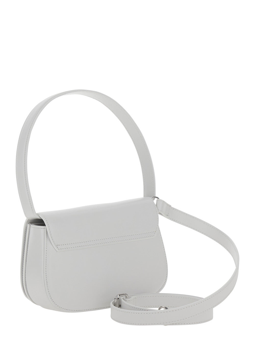 Diesel Women '1Dr' White Shoulder Bag With Oval D Patch In Leather Woman - 3
