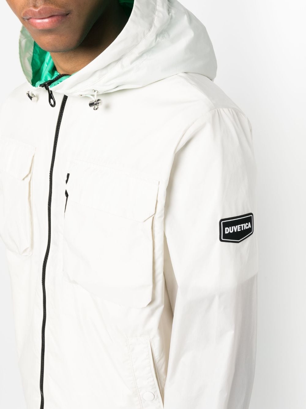 logo-patch zip-up hooded jacket - 5
