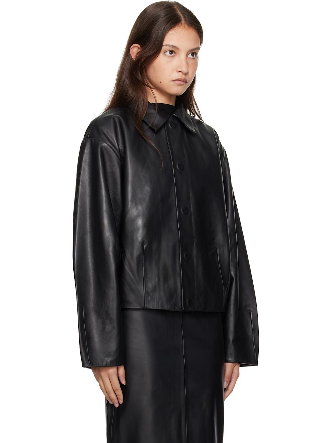 Black Cocoon Leather Jacket - 2