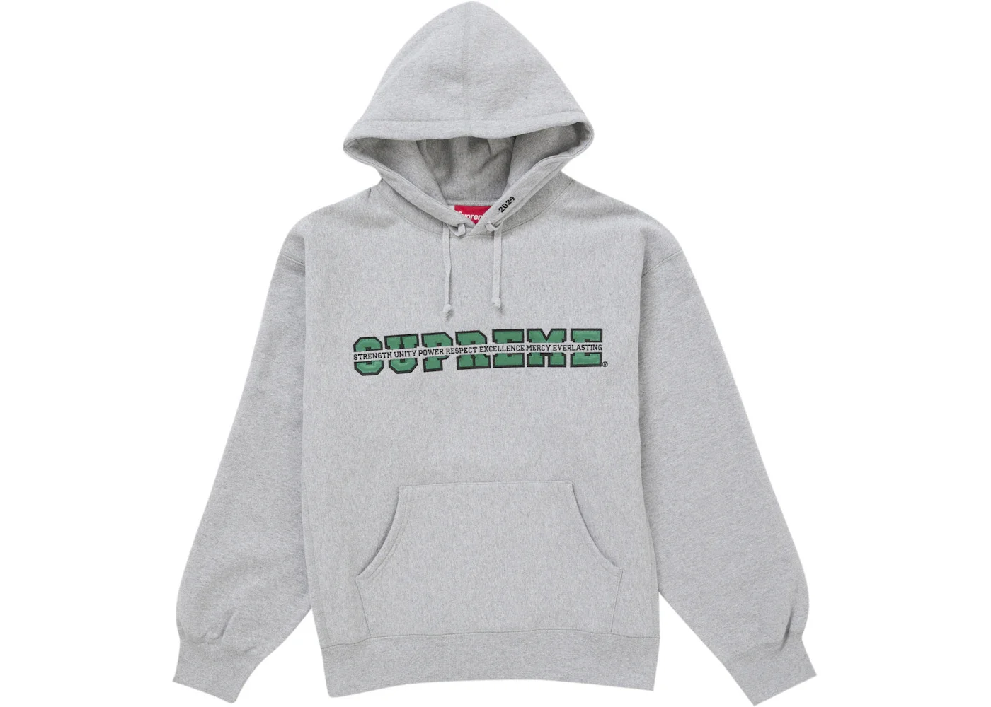 Supreme Collegiate Acronym Hooded Sweatshirt Heather Grey - 1
