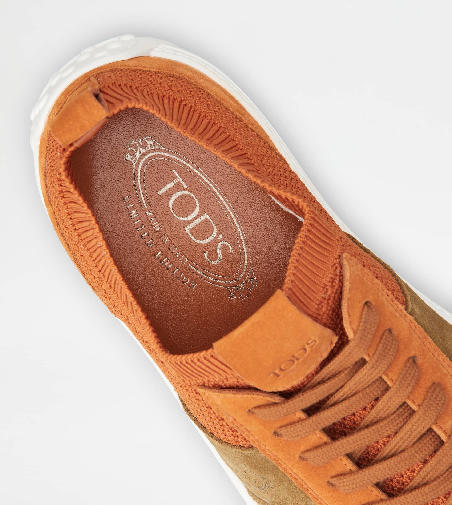 TOD'S SNEAKERS IN FABRIC AND SUEDE - ORANGE, BROWN - 6