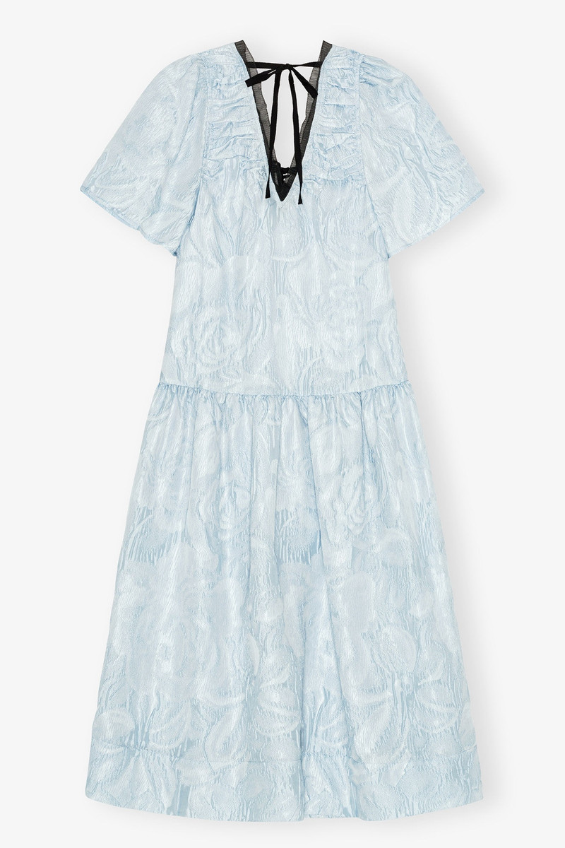 BLUE TEXTURED CLOQUE MIDI DRESS 6
