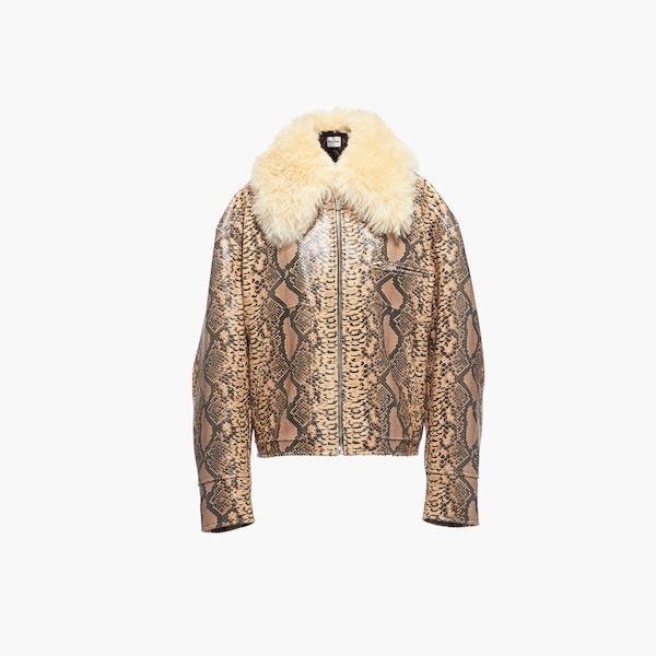 Quilted printed leather jacket - 3