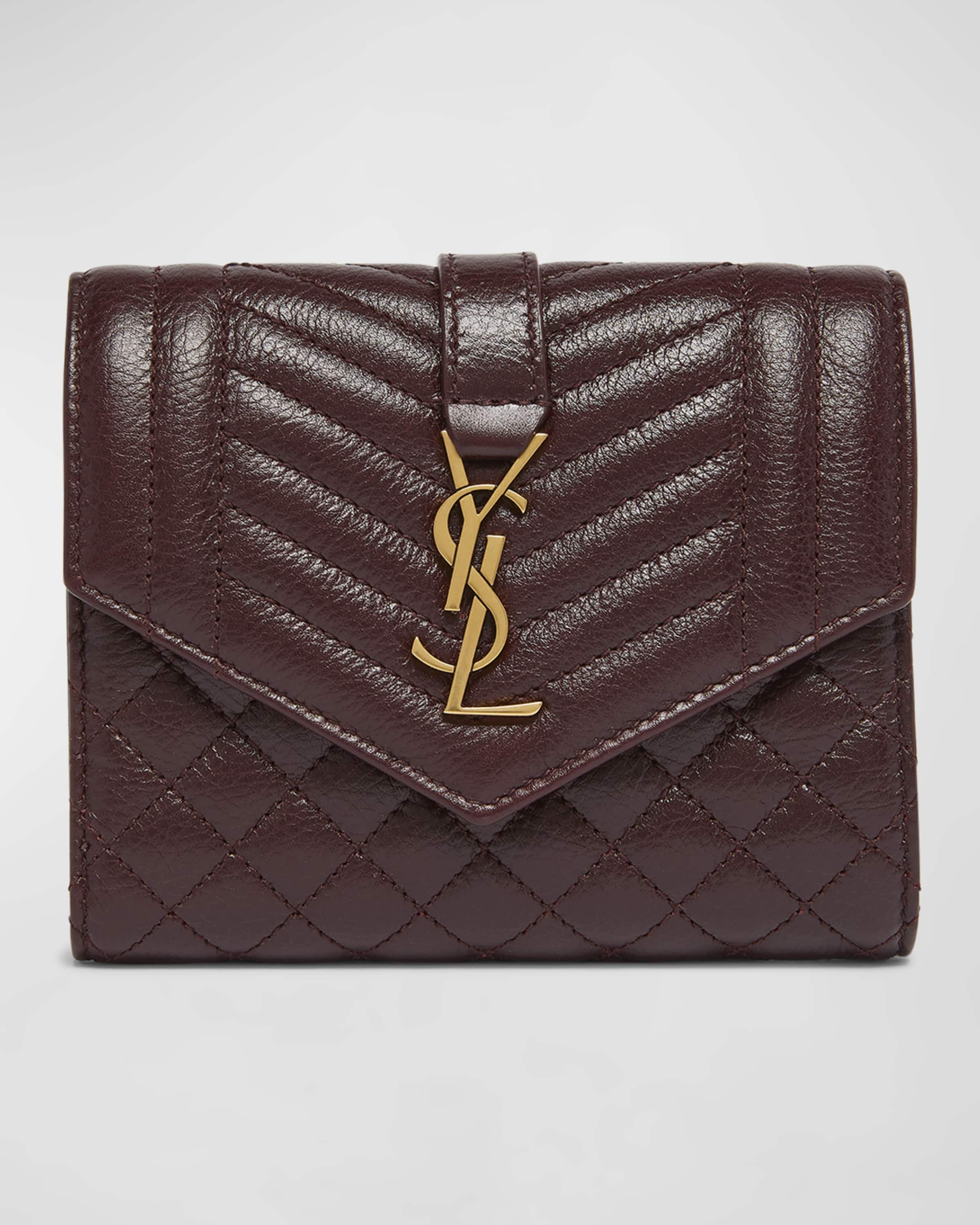 YSL Trifold Compact Wallet in Quilted Leather - 1