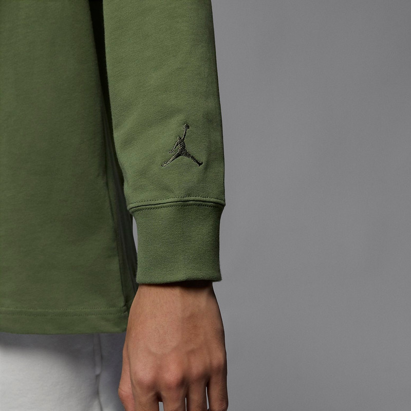 Jordan Air Jordan Wordmark Long Sleeve Shirt Asia Sizing 'Sky J Light Olive' FJ0703-340 outlook