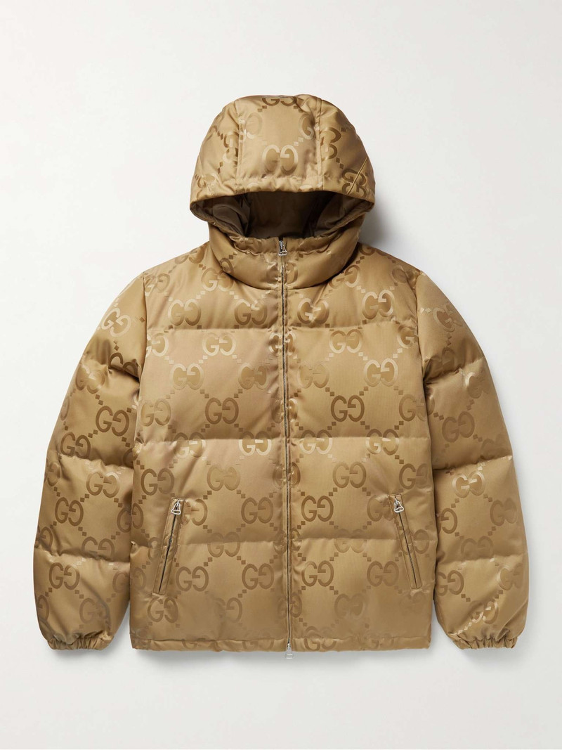 Quilted Logo-Jacquard Shell Hooded Down Jacket 1