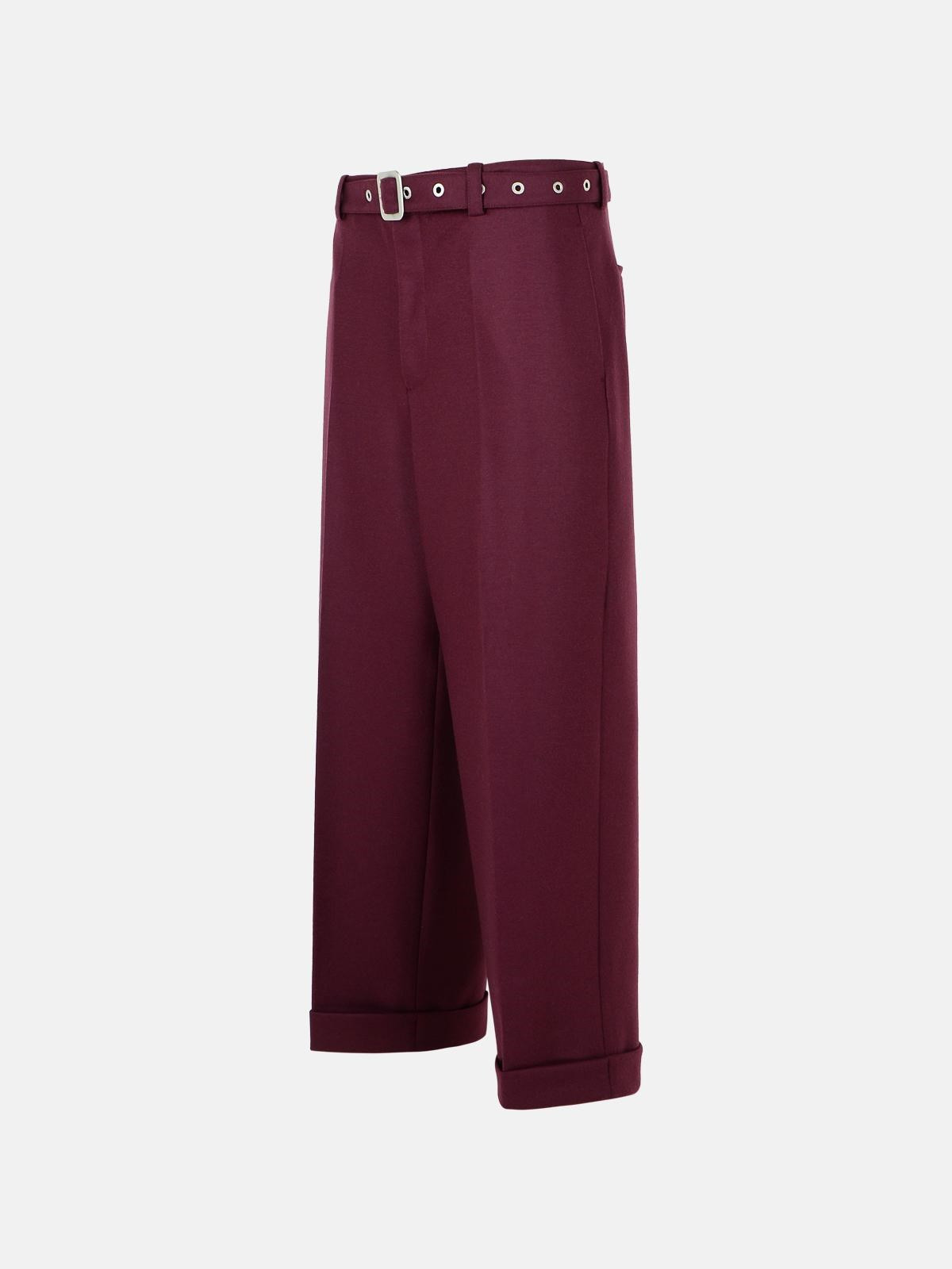 WINE WOOL PANTS - 2