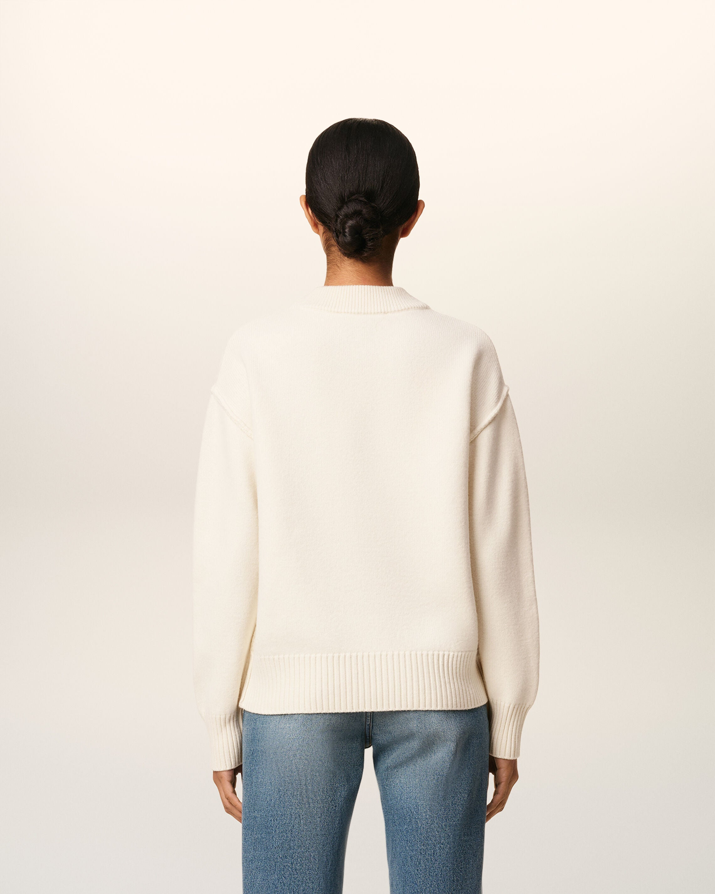 WHITE WOOL AMI DE COEUR CARDIGAN - 5