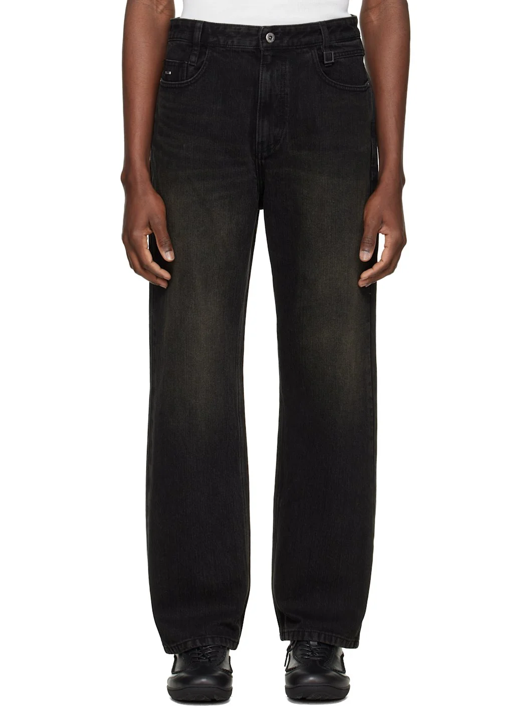 Black Tin Wash Straight Jeans - 1