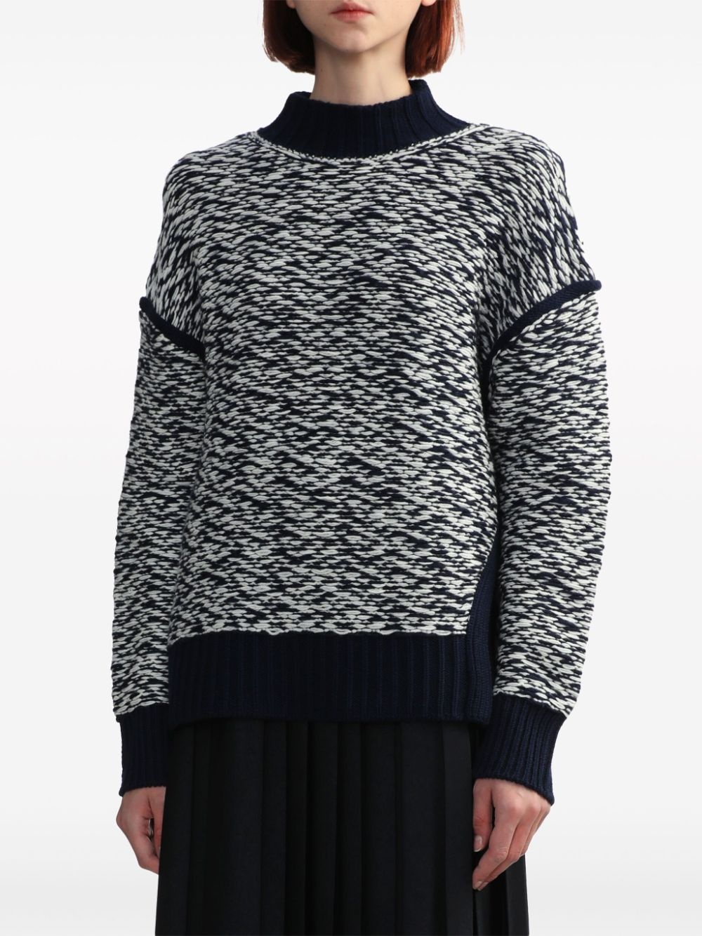 high-neck jacquard wool jumper - 3