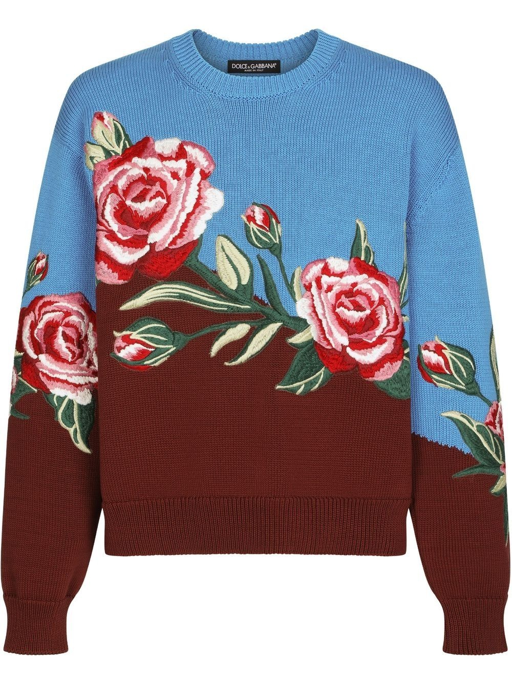 rose-embroidered cotton jumper - 1