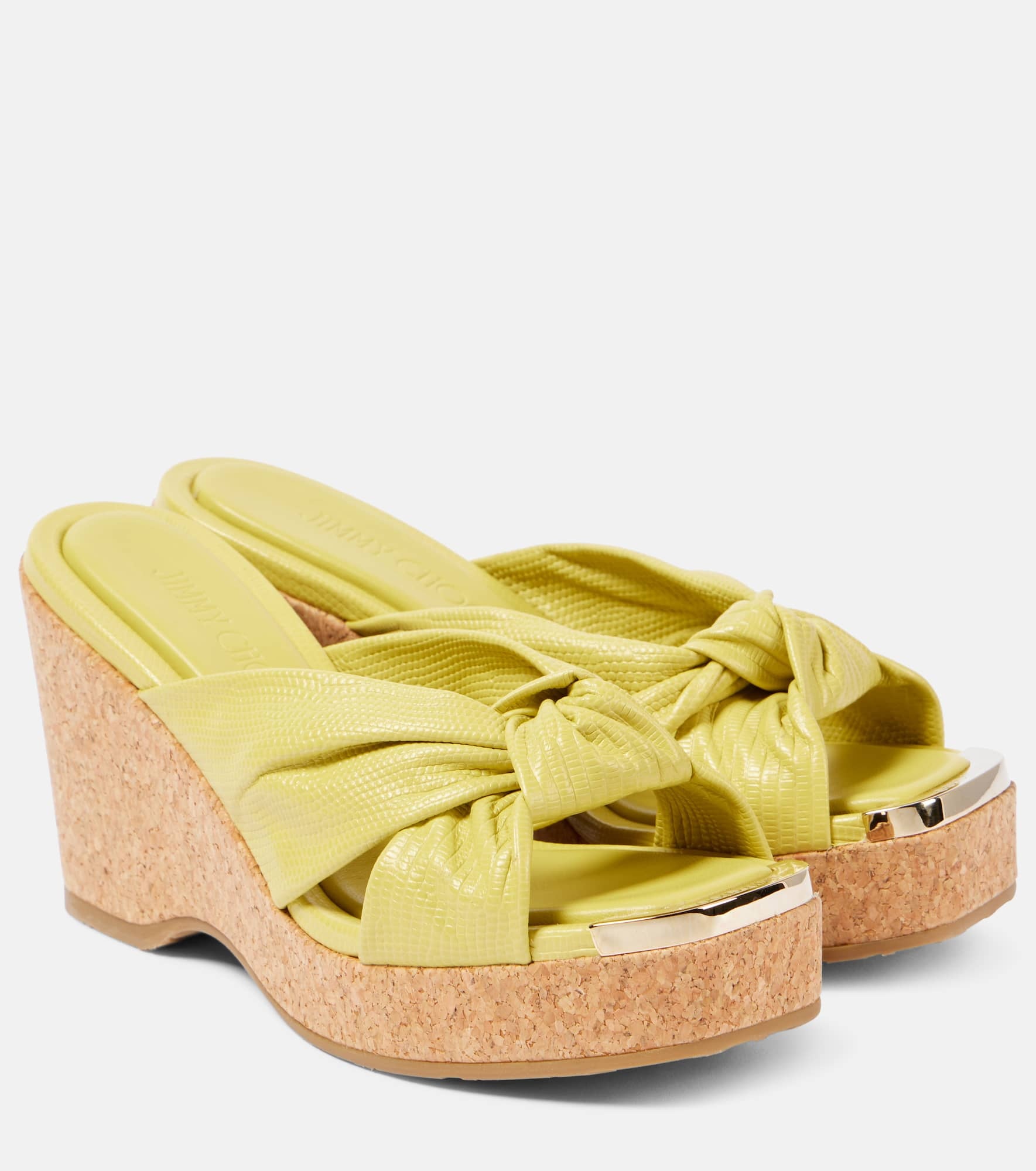 Avenue lizard-effect leather wedge mules - 1