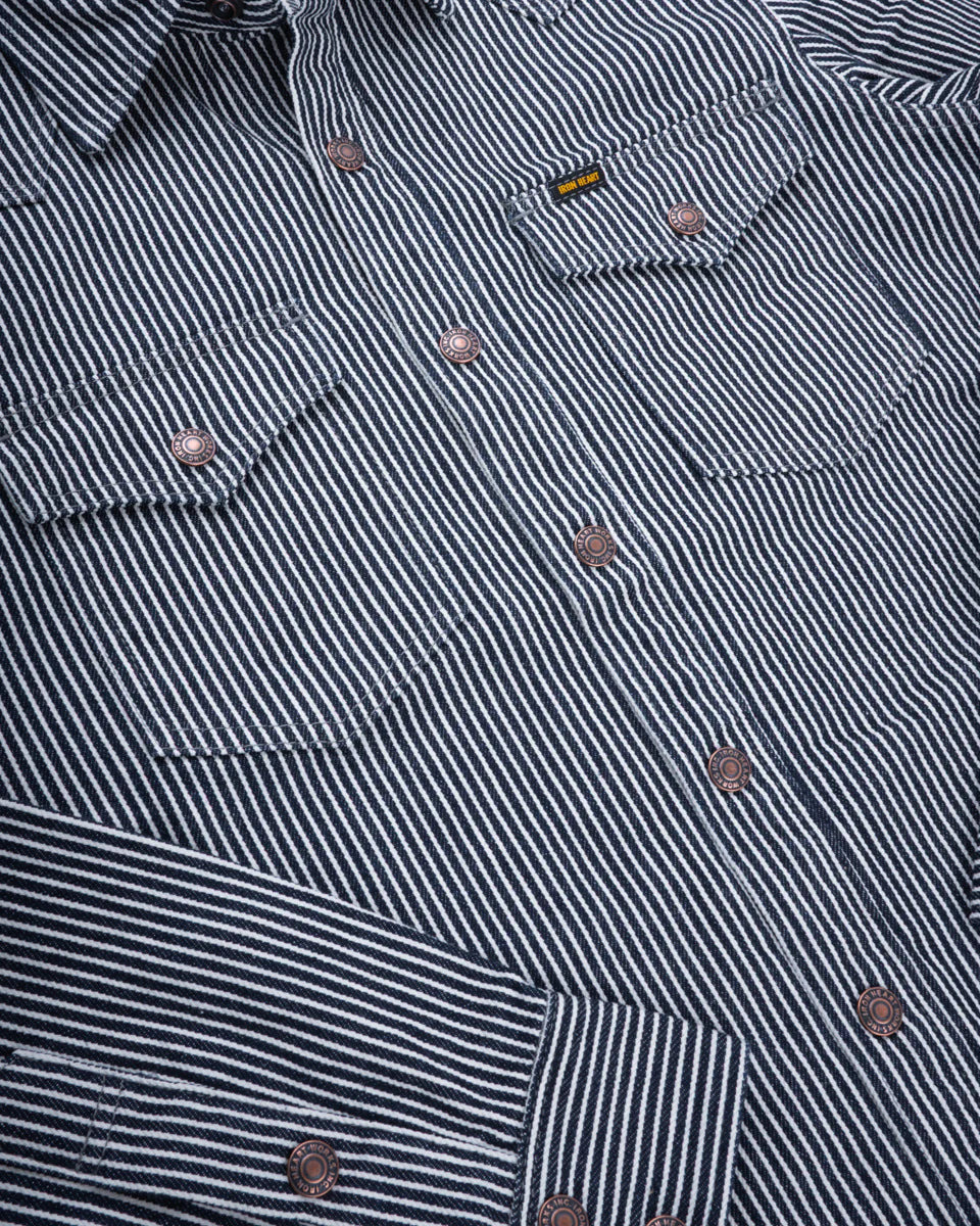 IHSH-421-IND 12oz Hickory Stripe CPO Shirt Indigo - 3