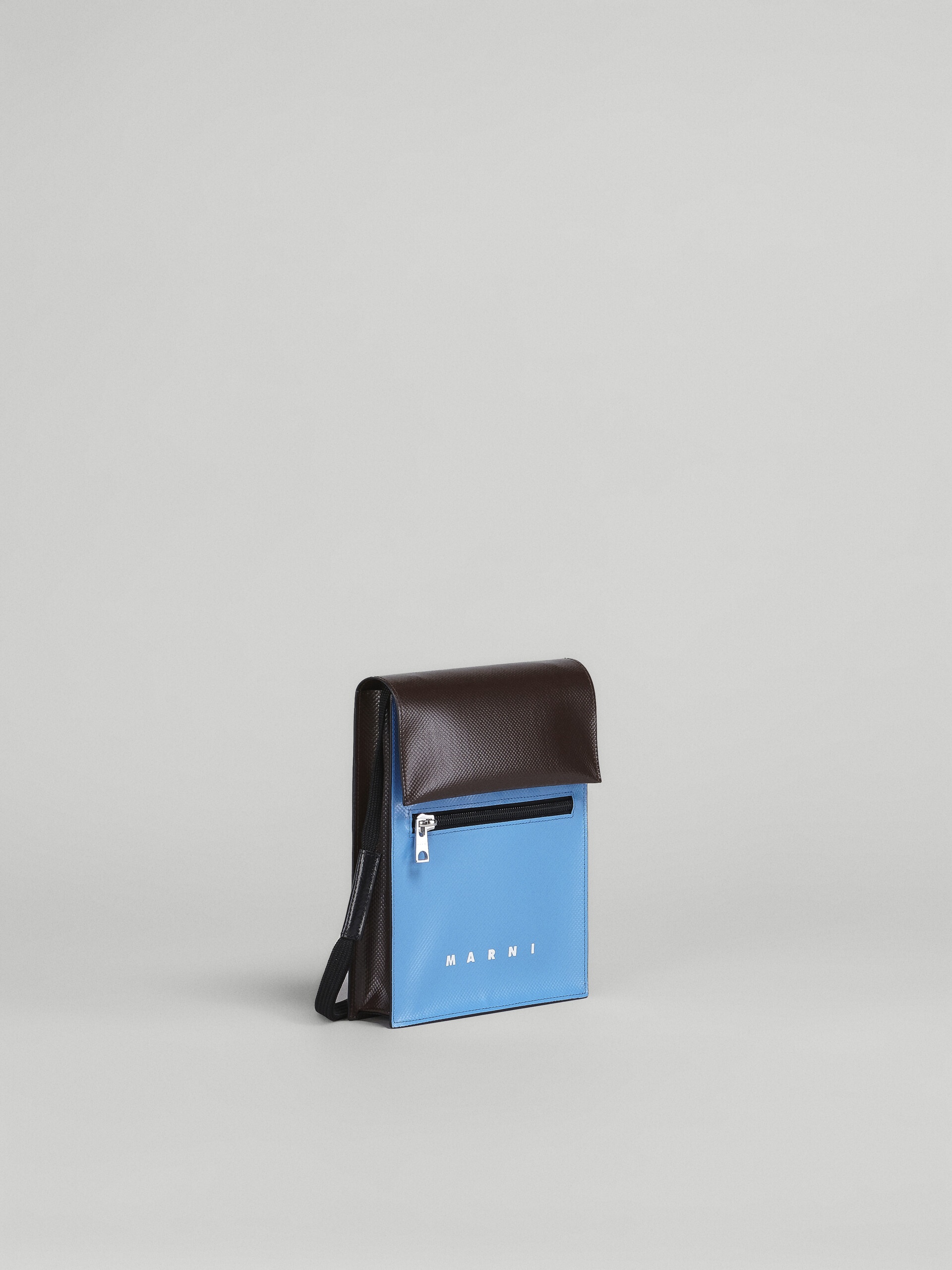SKY BLUE AND BROWN TRIBECA MESSENGER BAG - 5