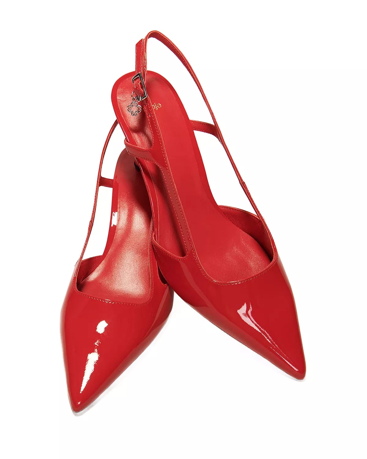 Women's Pointed Toe Patent Leather Slingback Pumps - 2