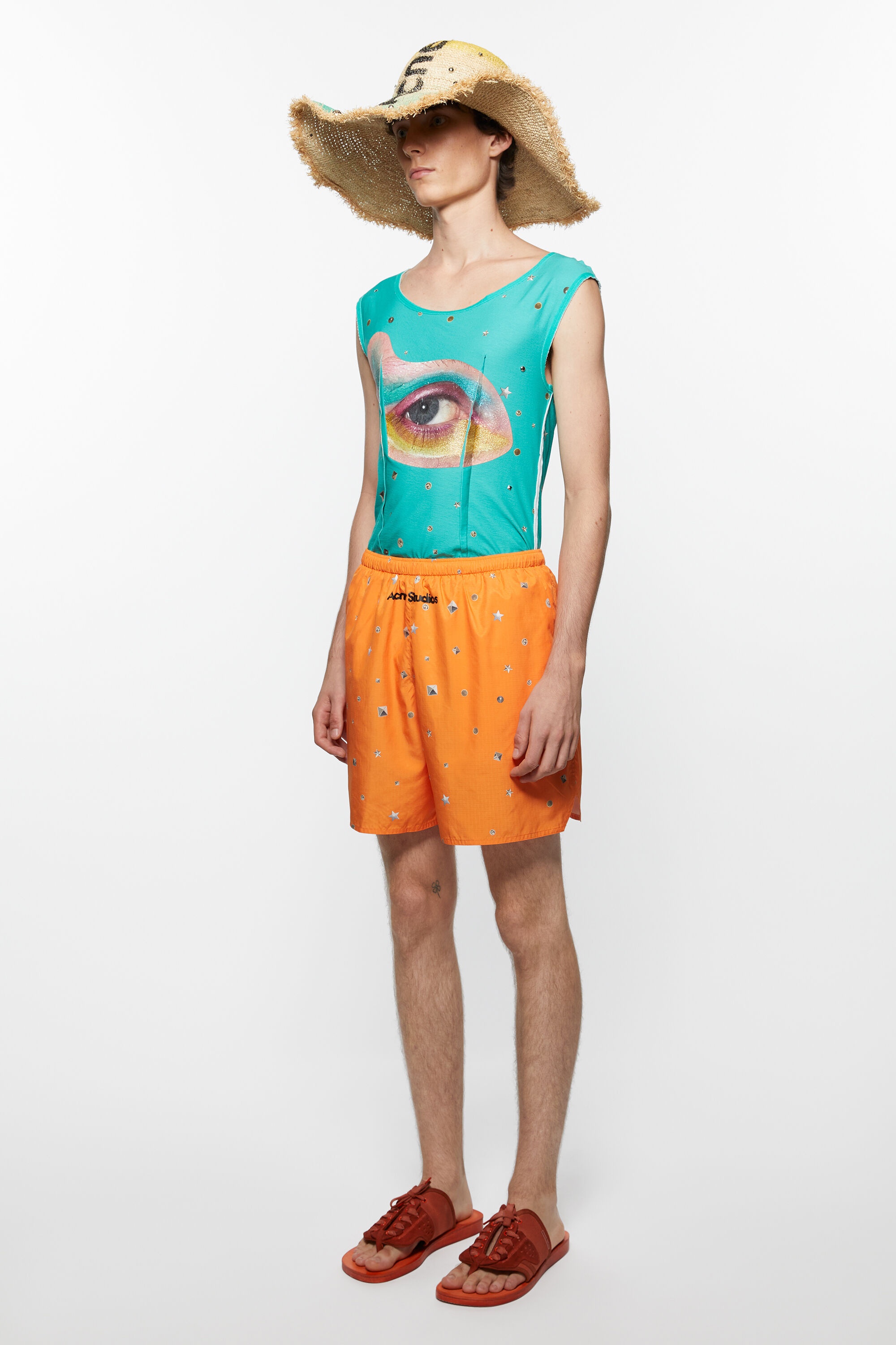 Printed swim shorts - Bright orange - 3