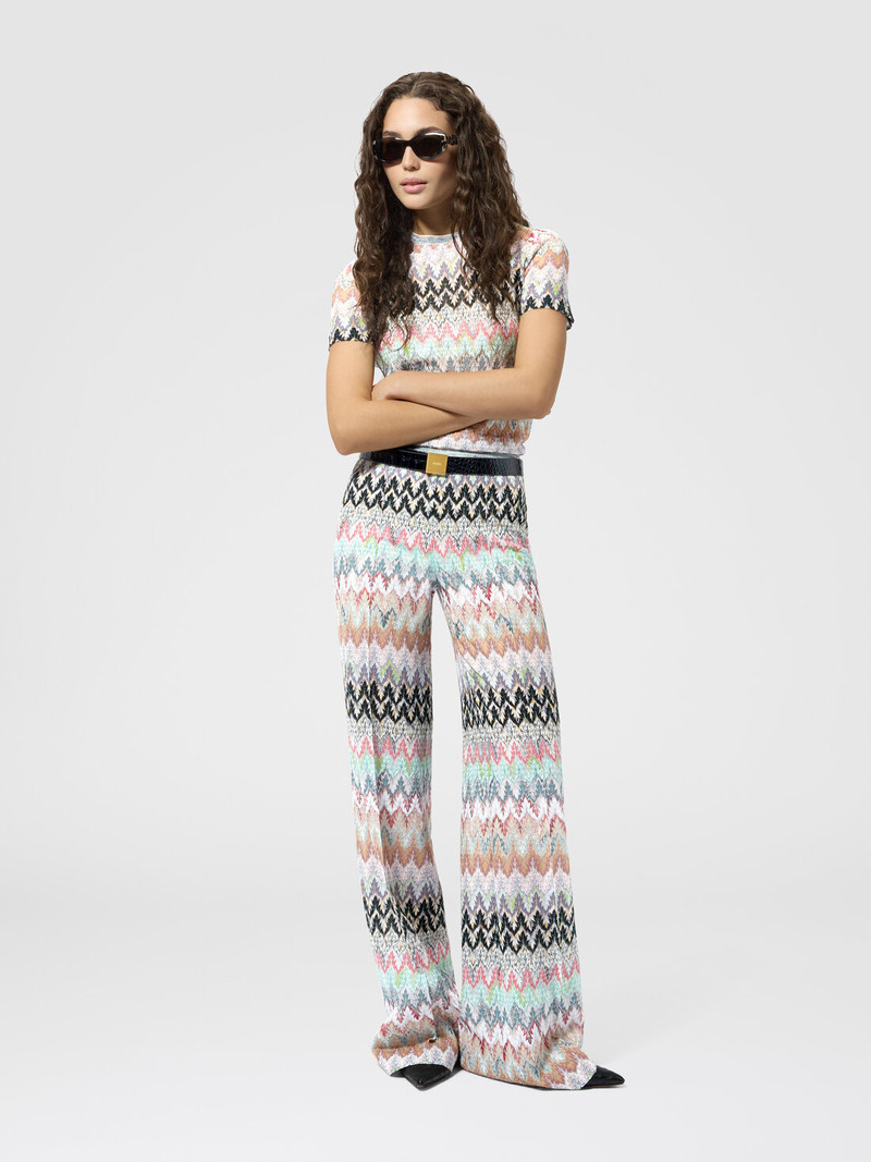 Missoni Wide Viscose and Cotton Lamé Trousers with Lace Motif outlook