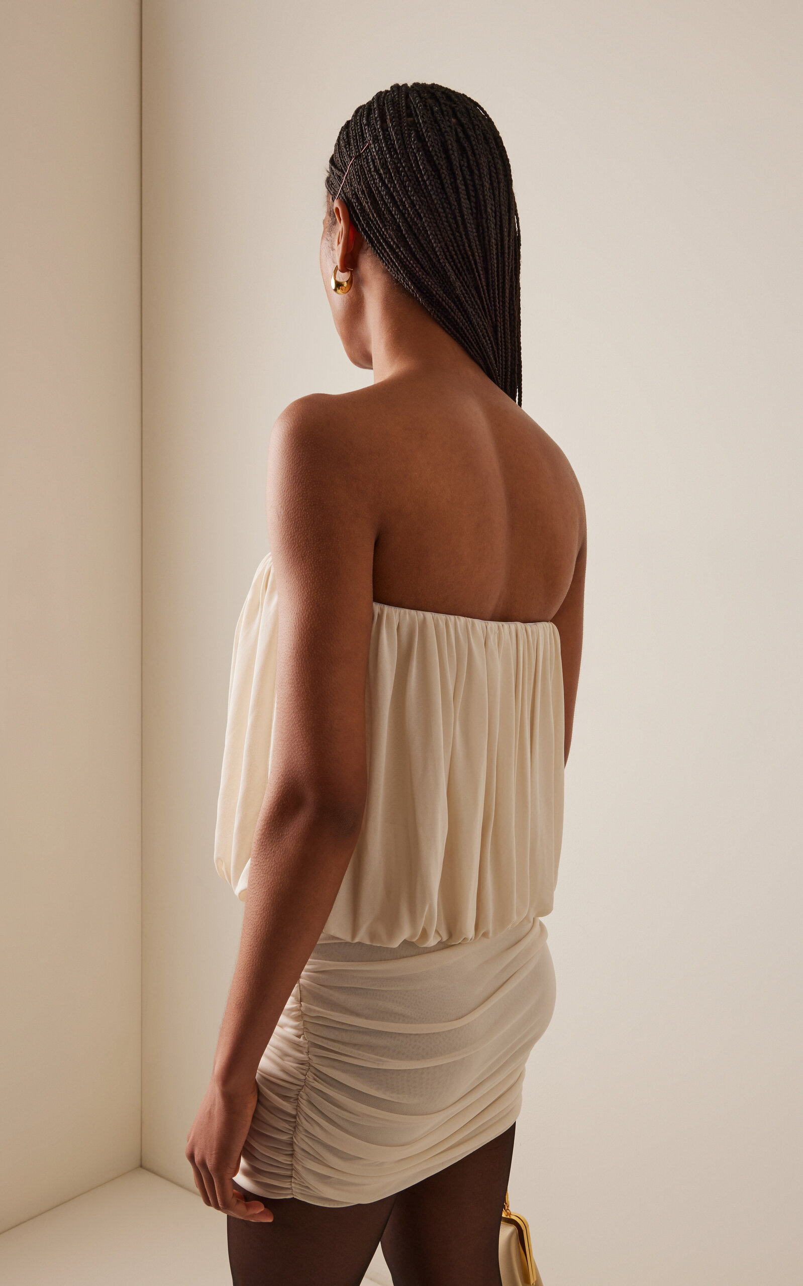 Adelita Draped Knit-Jersey Mini Dress ivory - 4