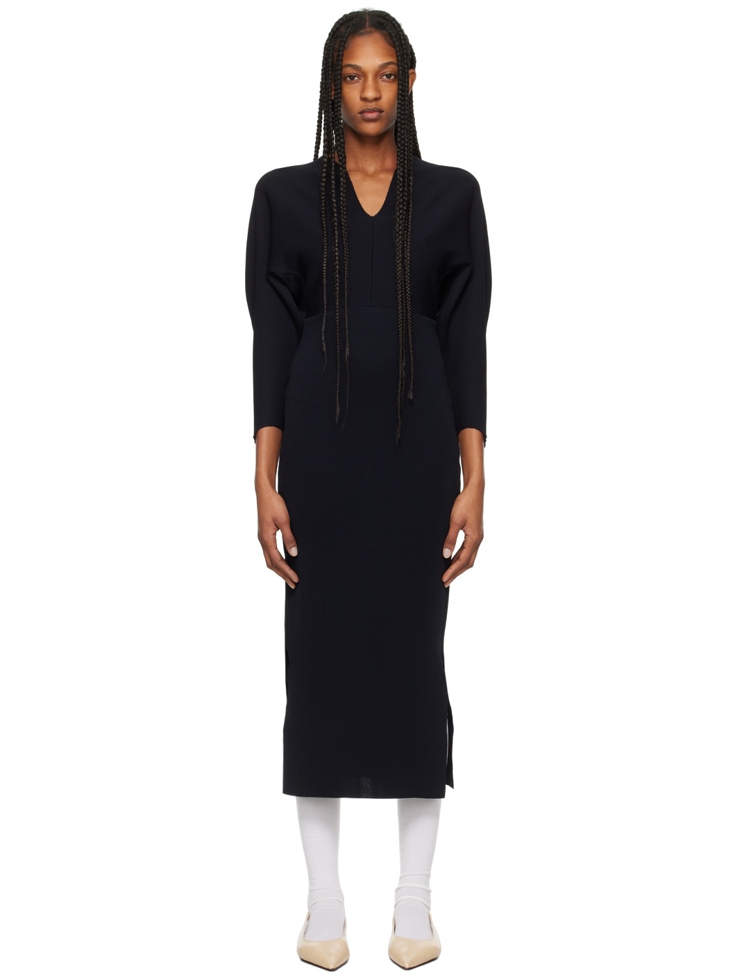 Black V-Neck Maxi Dress - 1