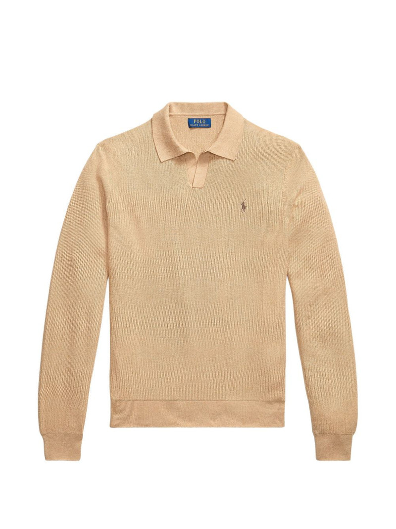 logo-embroidered waffle-knit sweater 1