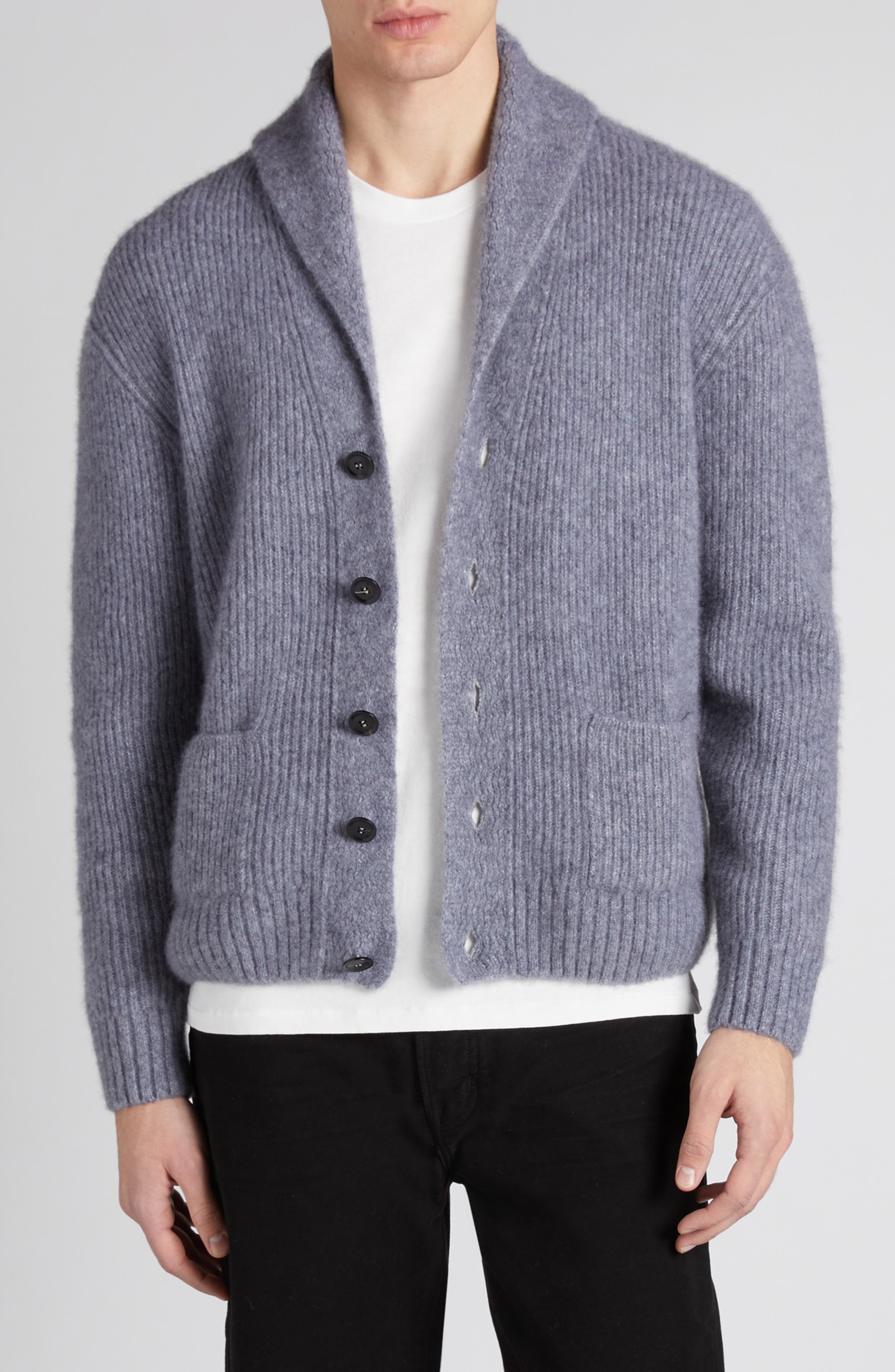 TOM FORD Shawl Collar Brushed Cashmere & Silk Cardigan in Ig399 Ash Grey at Nordstrom - 1