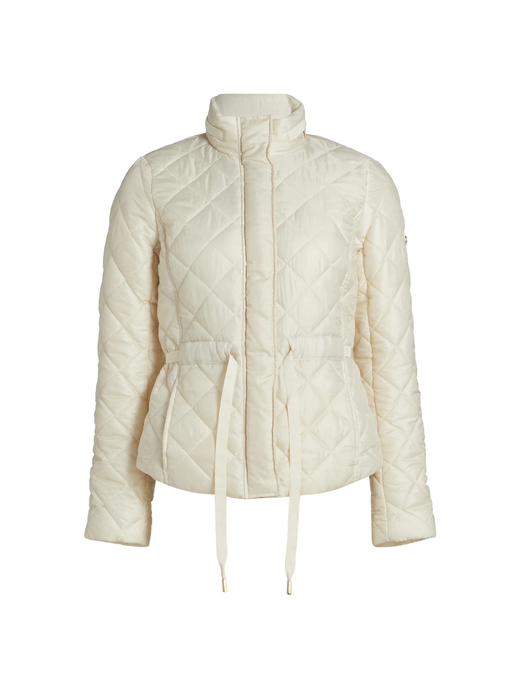 Women's Belted Puffer Jacket - Soft Ecru - 1
