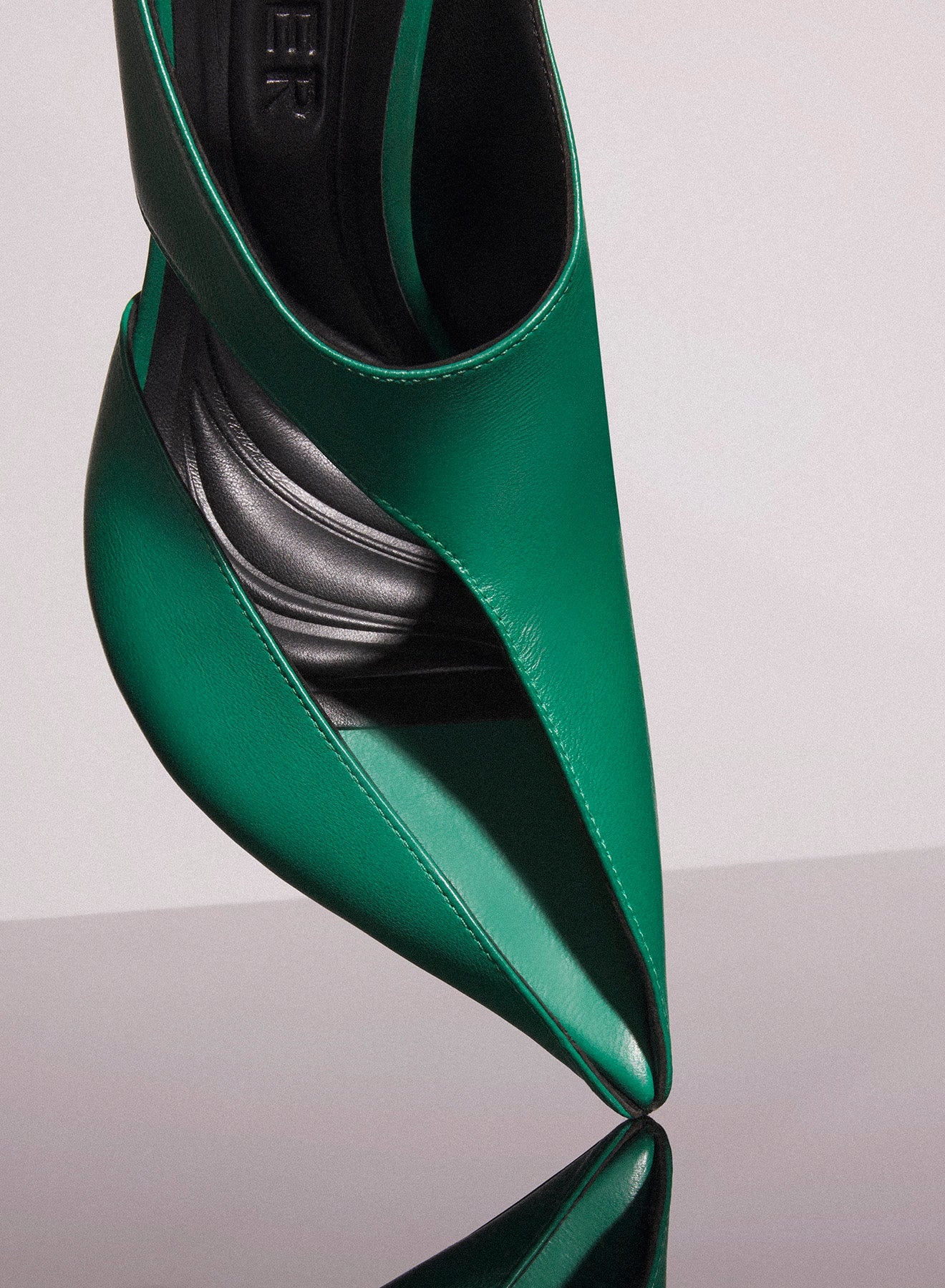 jade green leather fang 95 cut-out mule - 3