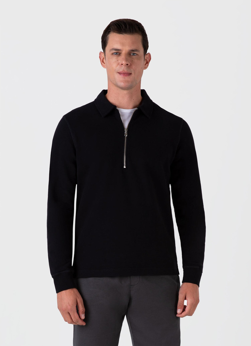 Zip Polo Loopback Sweatshirt 2