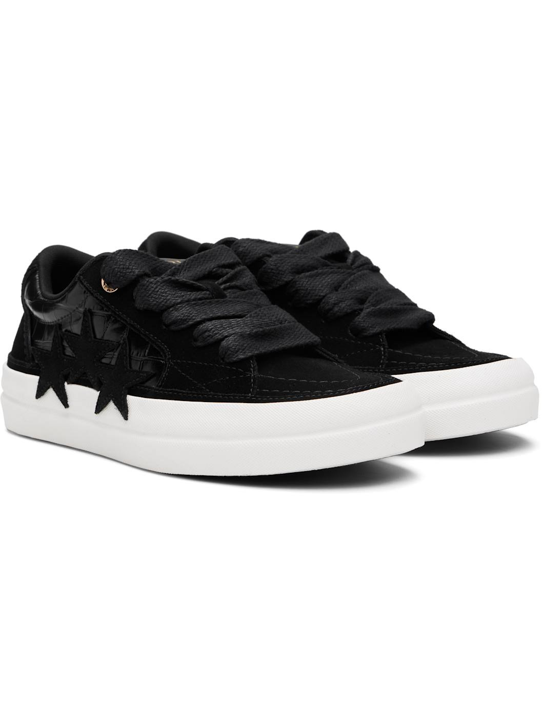 Black Croc Debossed Sunset Skate Sneakers - 4