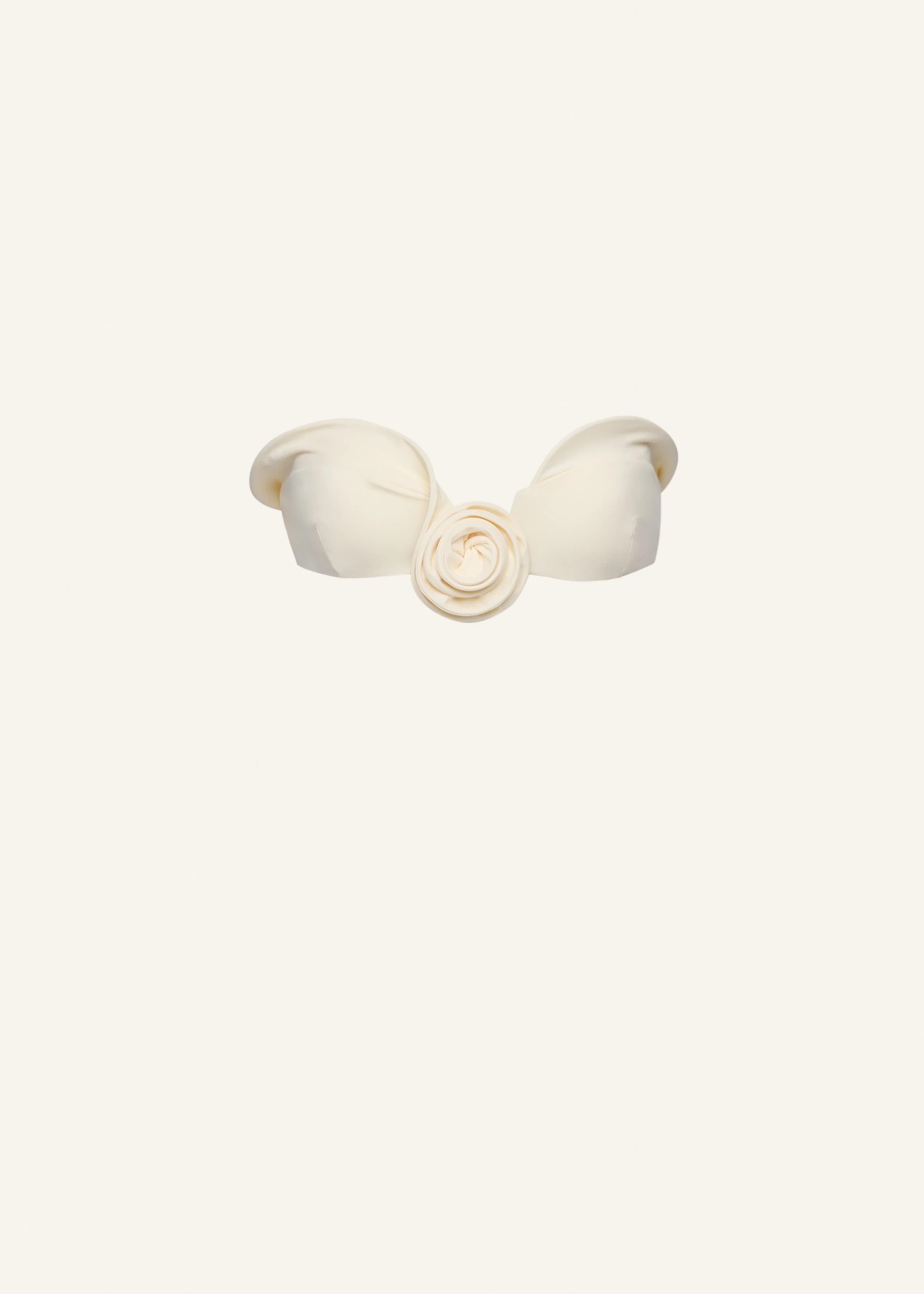 Sculptural bandeau swim top in cream - 1