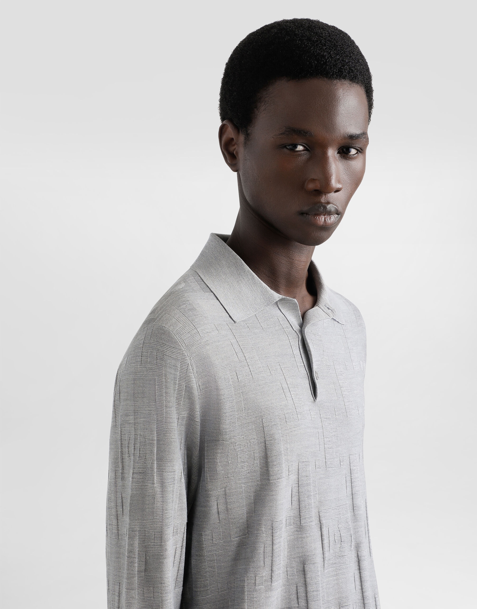 Silk polo-shirt with jacquard logo - 5