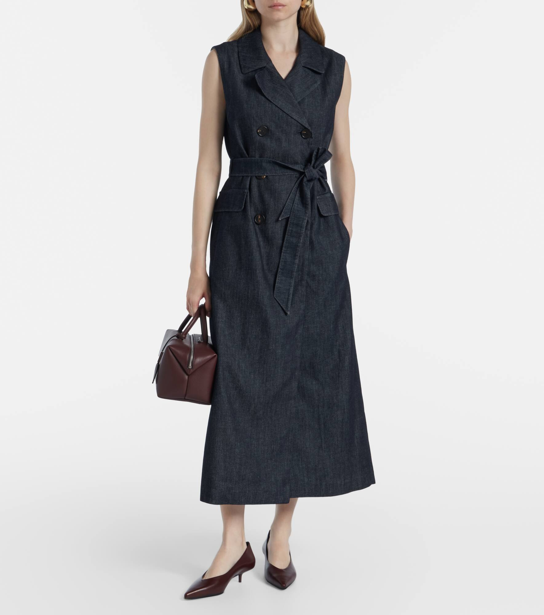 Greta belted denim maxi dress - 7