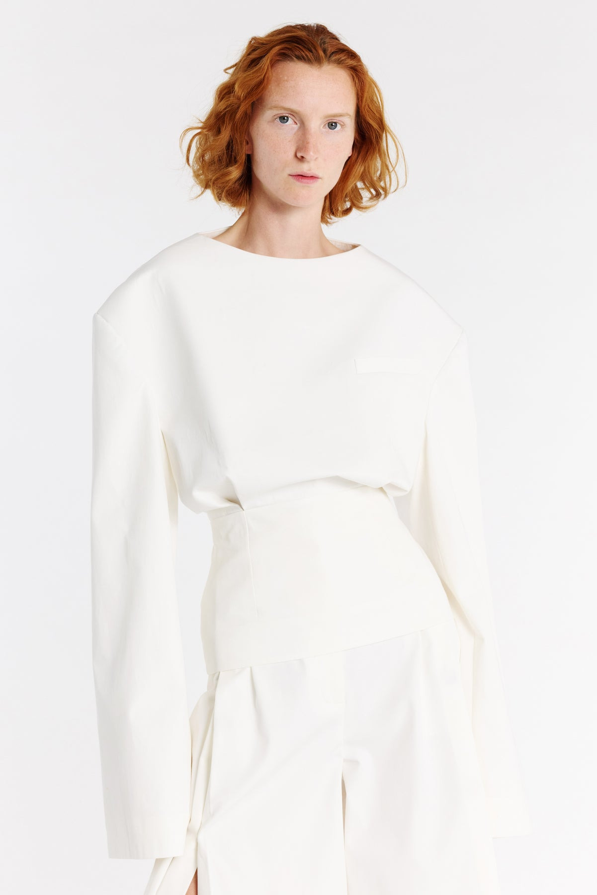 ROUND NECK TAILORED TOP WHITE - 2